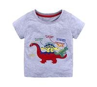 Baby Boys' Excavator Graphic Short Sleeve T Shirt Summer Toddler Kids Tractor Cartoon Print Shirt Infant Kids Tee Tops Boy Clothes (Grey, 2-3 Years)