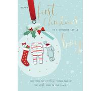 Baby Boy's First Christmas Embellished Hand-Finished Christmas Greeting Card SMF002