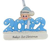 Baby Boy's First Christmas Ornament 2022 - Polyresin - Personalized Baby Gift for Newborn Boys
