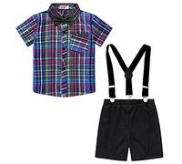 Baby Boys Gentleman Suits Tuxedo Bowtie Romper + Suspenders Strap Adjustable Elastic Braces Shorts Pants Toddler Infant Formal Birthday Party Purple