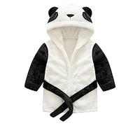 Baby Boys Girls Bathrobe Cute Cartoon Animal Hooded Towels Infant Wrap Towel Blanket Soft Dressing Gown Sleepwear Homewear Bath Rope Pajamas Best Gift for Kids 1-5 Years Black
