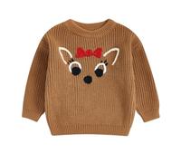 Baby Boys Girls Christmas Sweater Reindeer Pattern Jumper Sweatshirt Knitwear Pullover Toddler Kids Fall Winter Clothes (Brown, 4 Years)