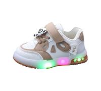 Baby Boys Girls Cute Sneakers Light Up Panda Print LED Shoes Kids Tennis Athletic Running Walking Lightweight Sneakers for Little Kid Toddler (Khaki, 11.5 Little Child)