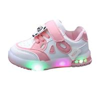 Baby Boys Girls Cute Sneakers Light Up Panda Print LED Shoes Kids Tennis Athletic Running Walking Lightweight Sneakers for Little Kid Toddler (Pink, 6 Infant)