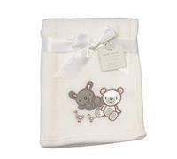 Baby Boys Girls Cute White Elephant and Bear Wrap Blanket 100cm x 75cm Approx