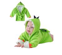 Baby Boys Girls Dressing Gown Viscose Bamboo Bath Robe, Qiuck Dry Bathrobe Soft Towel Robe with Cute Animal Design, Green Dinosaur 0-24 Months
