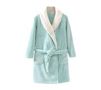Baby Boys & Girls Dressing Gowns Children‘s Soft Plush Flannel Fleece Bath Robe Toddler Colour-Block Collared Bathrobe Changing Robe Kids After Shower or Sleepover Party Casual (Green, 8-9 Years)