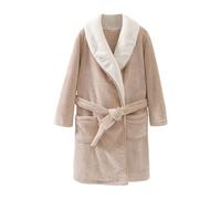 Baby Boys & Girls Dressing Gowns Children‘s Soft Plush Flannel Fleece Bath Robe Toddler Colour-Block Collared Bathrobe Changing Robe Kids After Shower or Sleepover Party Casual (Coffee, 6-7 Years)