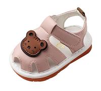 Baby Boys Girls First Walking Shoes Infant Toddler Anti-Slip Breathable Leather Trainers Wide Fit Comfy Lightweight Summer Unisex Non-Slip Barefoot Shoes Footwear Pink