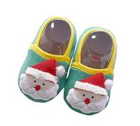 Baby Boys Girls First Walking Shoes Infant Trainers Indoor Slippers Breathable Lightweight Casual Elf Red And Green Fleece Christmas Bootie Boy Yellow Sock 18-24 Months (Green #2,9.5)