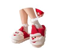 Baby Boys Girls First Walking Shoes Walkers Soft Sole With Grips For Toddler Shoe Socks Winter Fleece Warm Party Booties Slippers Size 4.5 Beach Sock Christmas (Red#b,2.5)