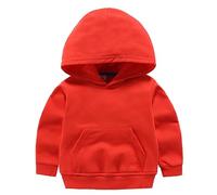 Baby Boys Girls Hoodie Sweatshirt Toddler Long Sleeve Solid Colour Pullover Round Neck School Wear Basic Jumper Tops Red