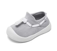 Baby Boys Girls Indoor Non-Slip Slippers Breathable Elastic with Memory Insole Protect Toe Panda Tiger Fox, grey snk, 18-24 Months