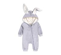 Baby Boys Girls Jumpsuit Hoodie Romper Zipper Long Sleeve One Piece Bodysuit Outfits Warm Clothes for Unisex Velvet Blue 59 0-3 Months