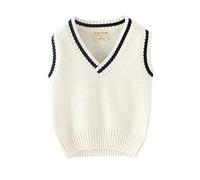 Baby Boys Girls Knitted Sweater Vest Newborn Toddler Waistcoat Cardigan Comfort Sleeveless Pullover Tops White 150 9-10 Years