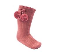 Baby Boys Girls Pom Pom Socks Spanish Romany Knee High Socks Stretch Socks 0-24 Months S355 (Dusty Pink, 0-6 Months)