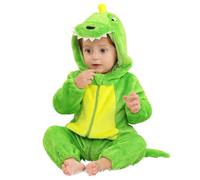 Baby Boys Girls Romper Winter Flannel Dinosaur Husky Costume,Hooded Zipper Romper Infant Pram Suits,Cartoon Animal Onesie Toddler Outfit Jumpsuit Snowsuit Dinosaur Green 70(0-6 Months)