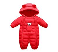 Baby Boy's Girl's Rompers Girl Boy Romper Set Fleece Snowsuit Jumpsuit Grows Outfits Animal Hooded Onesie Clothes Infant Winter Outerwear Red
