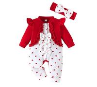 Baby Boy's Girl's Rompers Girl Boy Romper Set Fleece Snowsuit Jumpsuit Warm Outfits Cotton Pajamas Toddler Halloween Costume Newborn Clothes Red