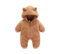 Baby Boy's Girl's Rompers Girl Boy Romper Set Fleece Snowsuit Jumpsuit Winter Coat Outwear Warm Outerwear Sleepwear Fall Animal Outfit Infant Coffee