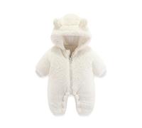 Baby Boy's Girl's Rompers Girl Boy Romper Set Fuzzy Warm Hooded Cartoon Sleepsuits Grows Outfits Clothes Autumn Winter Beige