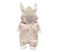 Baby Boy's Girl's Rompers Newborn Zipper Hooded Jumpsuit Autumn Winter Flannel Warm Outfits Cartoon Sleepsuits Toddler Halloween Costume Infant Outfit Khaki
