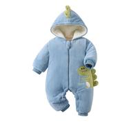 Baby Boy's Girl's Rompers Newborn Zipper Hooded Jumpsuit Fleece Snowsuit Animal Onesie Winter Warm Outerwear Sleepwear Toddler Halloween Costume Clothes Blue