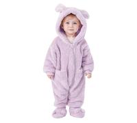 Baby Boy's Girl's Rompers Newborn Zipper Hooded Jumpsuit Fleece Snowsuit Cartoon Sleepsuits Winter Warm Outerwear Sleepwear Funny Cosplay Zip-Up Autumn Outfits Purple