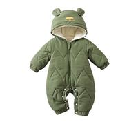 Baby Boy's Girl's Rompers Newborn Zipper Hooded Jumpsuit Plush Cartoon Sleepsuits Grows Outfits Boy Girl Clothes Autumn Winter Army Green