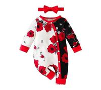 Baby Boy's Girl's Rompers Winter Jumpsuit Plush One Piece Hoodie Hooded Romper for Unisex Newborn Toddler Halloween Costume Cartoon Outfits 0-12 Months Red