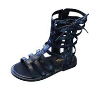 Baby Boys Girls Shoes,Infant Non Slip Soft Sole Flat Toddler Infant Kids Baby Girls Summer Roman Princess Shoes Open Toe Zip Sandals Black