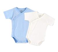 Baby Boys Girls Short Sleeves Kimono Onsies Cotton Baby Side-snap Bodysuit Pack of Cardigan Onsies for Infants (3-6 Months) Blue/White