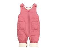 Baby Boys Girls Ski Pants Fleece Lined Snow Trousers Tapered Leg Zip Up Split Snow Pants with Pockets Baggy Softshell Waterproof Salopettes Bib Dungarees (Pink, 6-12 Months)