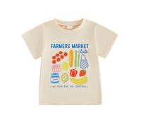 Baby Boys Girls Summer Graphic Tees Fruit Letters Print Short Sleeve Tops Crew Neck Shirts Toddler Kids Funny Tee Summer Clothes 1-6 Years