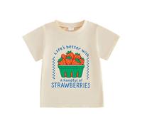 Baby Boys Girls Summer Graphic Tees Fruit Letters Print Short Sleeve Tops Crew Neck Shirts Toddler Kids Funny Tee Summer Clothes 1-6 Years