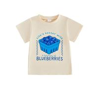 Baby Boys Girls Summer Graphic Tees Fruit Letters Print Short Sleeve Tops Crew Neck Shirts Toddler Kids Funny Tee Summer Clothes 1-6 Years