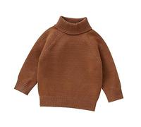 Baby Boys Girls Sweaters Knit Turtleneck Soft Warm Toddler High Children's Sweater Baby Girl Clothes Neutral Tones Girl Top 12 Coffee