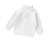Baby Boys Girls Sweaters Knit Turtleneck Soft Warm Toddler High Children's Sweater Baby Girl Clothes Neutral Tones Girl Top 12 White