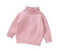 Baby Boys Girls Sweaters Knit Turtleneck Soft Warm Toddler High Children's Sweater Baby Girl Clothes Neutral Tones Girl Top 12 Pink