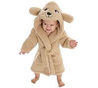 Baby Boys Girls Unisex Babies Animal Robe Fluffy Snuggle Fleece Hooded Dressing Gown Teddy Bear Puppy 0-6 Months