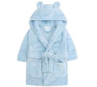 Baby Boys & Girls Unisex Dressing Gown (Ages 6-24 Months) Soft Plush Flannel Fleece Hooded Bath Robe, Blue, 18 - 24 Months