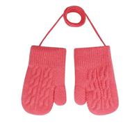 Baby Boys Girls Winter Warm Knitted Mittens with String Thick Plush Lined Full Finger Ski Snow Gloves Infant Toddler Windproof Cold Weather Thermal Gloves Hanging Neck Hand Warmer for Kids 0-3 Years