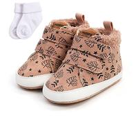 Baby Boys Girls Winter Warm Snow Booties Sneakers Infant First Walking Shoes Toddler Anti-Slip Soft Shoes Booties for 0-6M with Sock