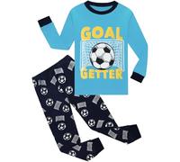 Baby Boys Goal Getter Pyjamas Football Toddler Pjs Set Long Sleeves Soccer Winter Clothes Blue 2 Pieces Outfit 1-2 Years
