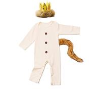 Baby Boys Halloween Outfit Where The Wild Things Are Romper with Crown and Tail (Beige-02,18-24 Months)