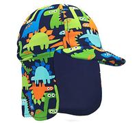 Baby Boys Legionnaires Hat, UPF 50+ Sun Protection Swim Cap Flap Hat in Dinosaur Pattern for Kids, Quick Drying Boys Sun Hat with Neck Protection for Beach Seaside Pool, Dinosaur, 1-2 Years