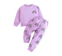 Baby Boys Long Sleeve Clothes Outfits Fall 2 Piece Outfits Cute Ghost Print Sweatshirt Pullover Tops Elastic Waist Long Trousers Clothes Set Baby Boys Clothing Set (Purple, 12-18Years)
