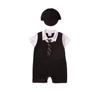 Baby Boys' One-Piece Rompers Baby Boy Gentleman White Shirt Waistcoat Bowtie Tuxedo Jumpsuit Overall Romper (Black, 6-9 Months)