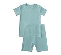 Baby Boys Outfits Short Sleeve Tops Solid Color T-Shirts Shorts Set 2PCS Toddler Summer Clothes for Photograph Mint Green
