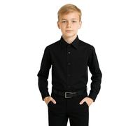 Baby Boys Page Boy Classic Collar Long Sleeves Black Shirt Size 3-4 Years